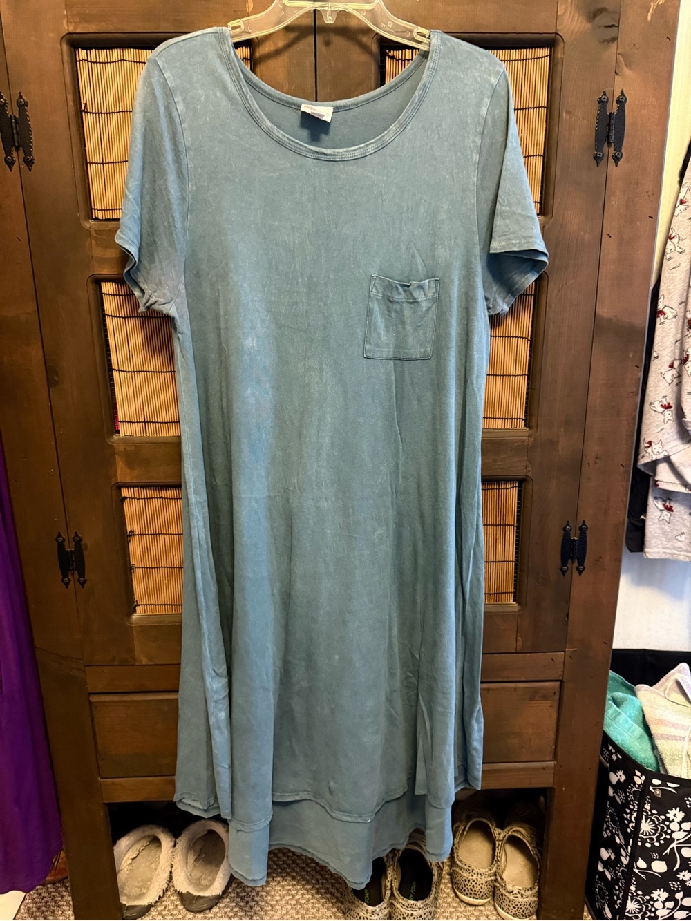 LuLaRoe Distressed-Teal Tee Shirt Dress